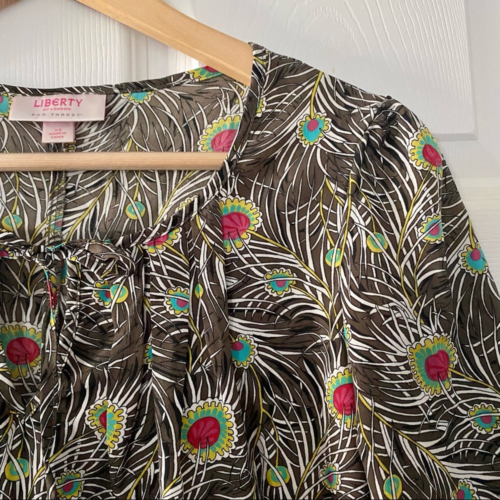 LIBERTY OF LONDON FOR TARGET Peacock Print Peasant Top XS